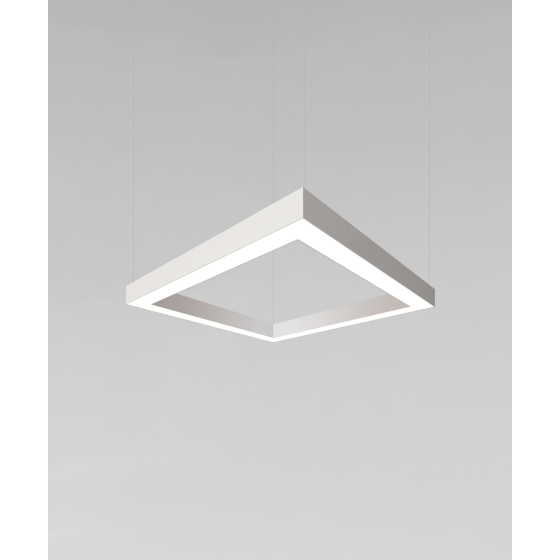 Alcon 12100-40-P-SQ, Square shaped pendant light shown in white finish and with a flushed lens.