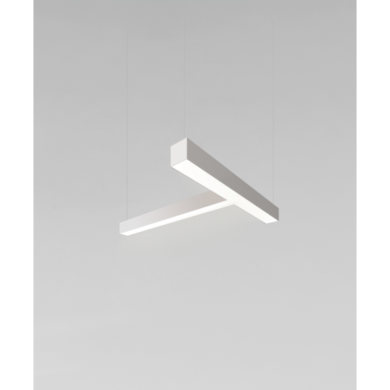 Alcon 12100-40-P-T, T shaped pendant light shown in with white finish and a flushed lens.