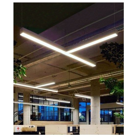 Alcon 12100-20-P-T T-shaped suspended pendant light shown in white finish with a flushed lens.