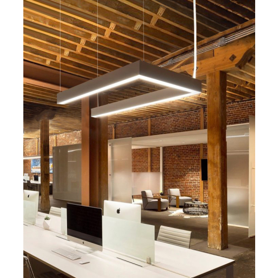 Alcon 12100-40-P-U, U shaped pendant light shown in with white finish and a flushed lens.
