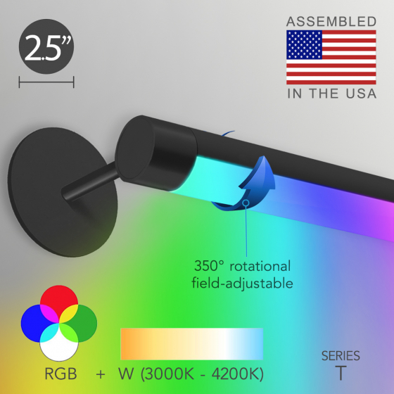 Alcon 12100-R2-W-RGBW Rotational Color Changing LED Linear Wall Tube Light