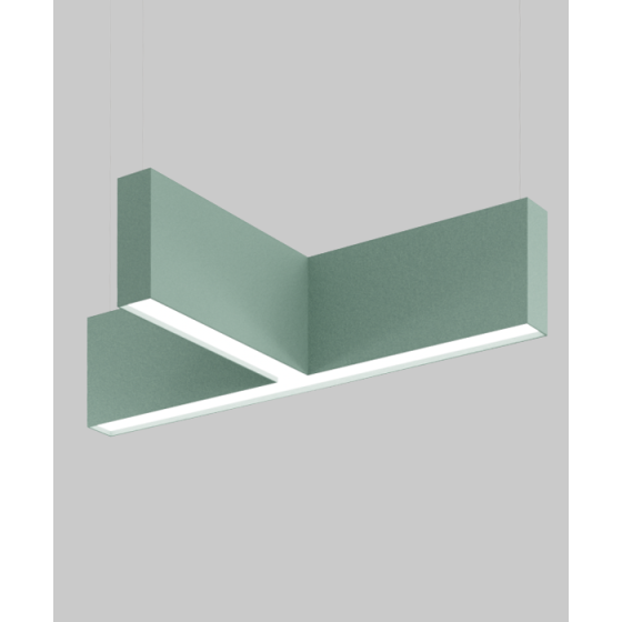 Alcon 12101-20-T-12 acoustic pendant light shown with cadet, green, finish, T-shaped housing, and regressed lens