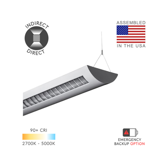 Alcon 12105-P, Half moon shaped pendant light shown in white finish and with white louvers.