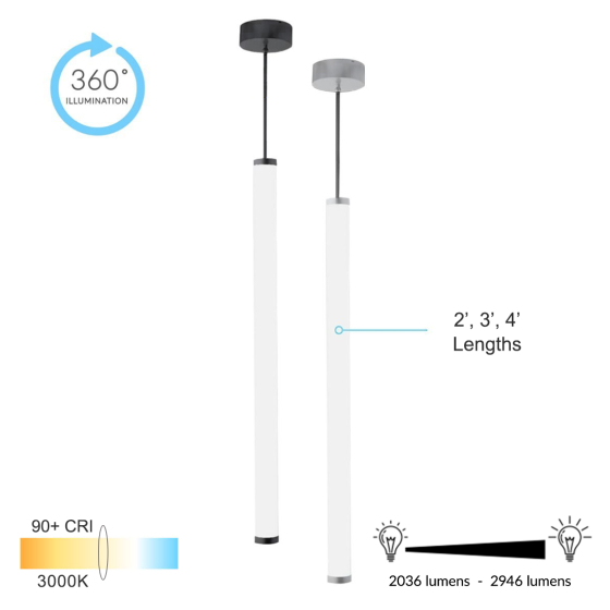 Alcon 12145 Architectural LED Tube Linear Suspension Light Fixture
