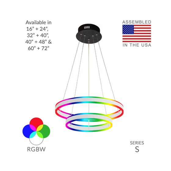 Alcon 12270-2-RGBW Redondo Suspended Architectural LED 2 Tier Ring Chandelier 