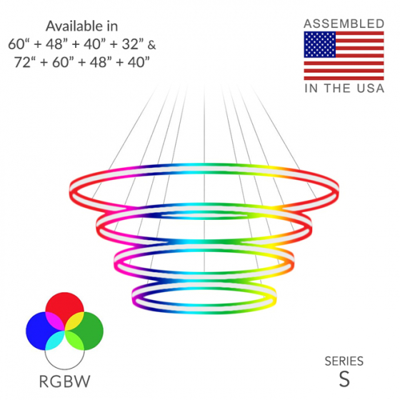 Alcon 12270-4-RGBW Redondo Suspended Architectural LED 4 Tier Ring Chandelier 