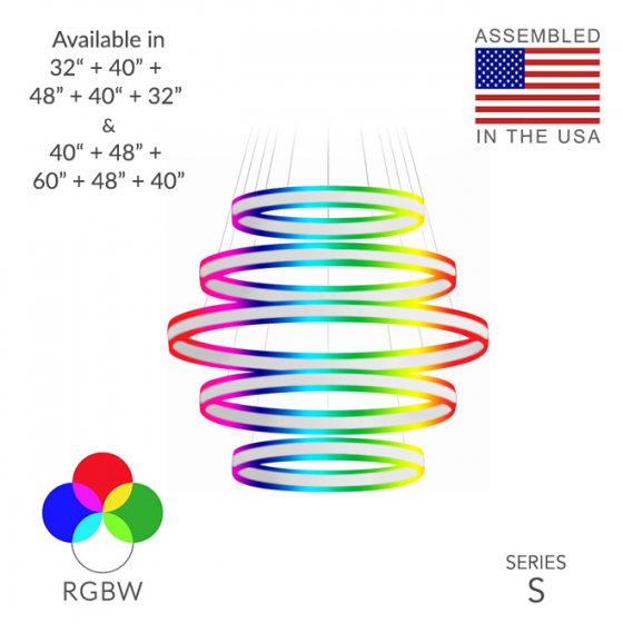 Alcon 12270-5-RGBW Redondo Suspended Architectural LED 5 Tier Ring Chandelier 