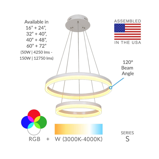 Alcon 12272-2 Architectural LED 2-Tier Ring Chandelier