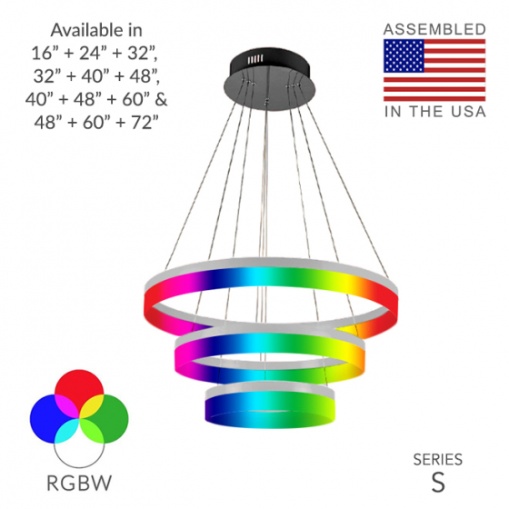 Alcon 12272-3-RGBW Redondo Architectural LED 3 Tier Ring Chandelier 