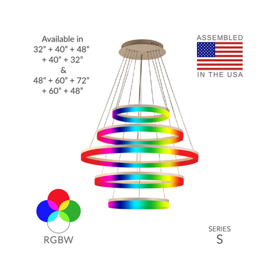Alcon 12272-5-RGBW Redondo Architectural LED 5 Tier Ring Chandelier 