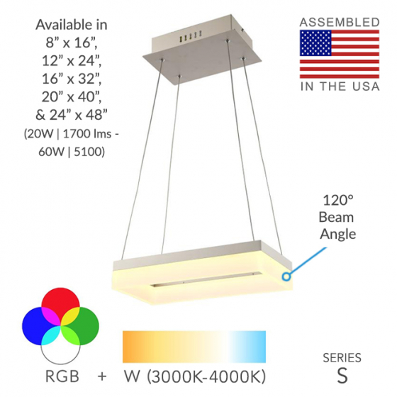 Alcon 12273-1 Rectangular Architectural LED 1-Tier Chandelier  
