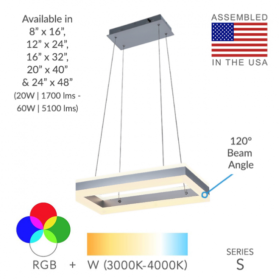 Alcon 12274-1 Rectangle Architectural LED 1-Tier Chandelier