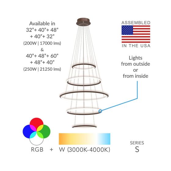 Alcon 12279-5 Redondo Suspended Architectural LED 5-Tier Ring Chandelier