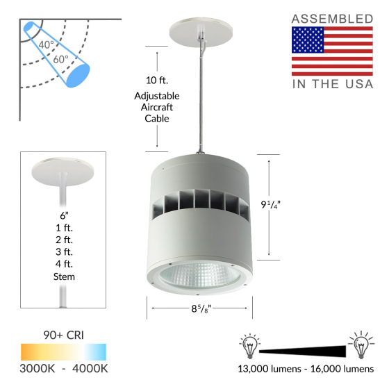Alcon 12301-8 Architectural 8-Inch LED Cylinder Pendant Light