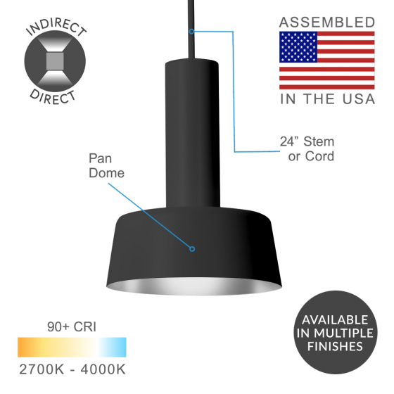 Alcon 12302-P-DP Architectural Modern Industrial LED Cylinder Pendant Light