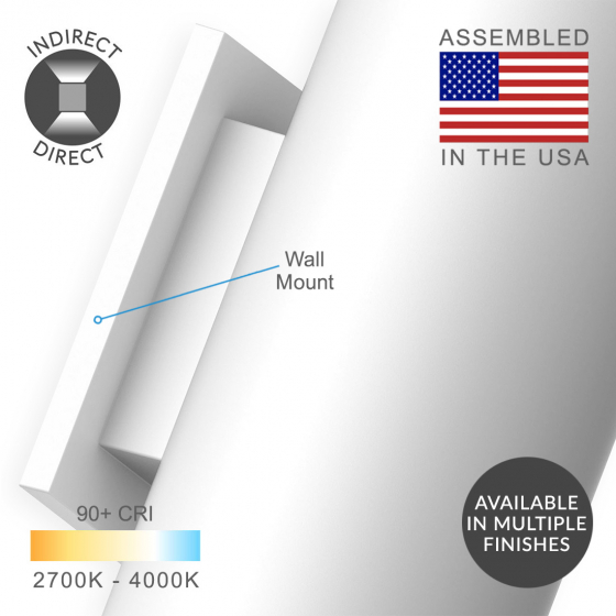 Alcon 12302-W Architectural Cylindrical Wall-Mounted LED Up/Down Light