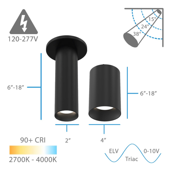 Alcon 12305-S Architectural Cylindrical Ceiling Surface-Mounted LED Light