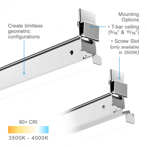 Alcon Lighting 12525 LED Linear T-Bar Ceiling Grid LED Light