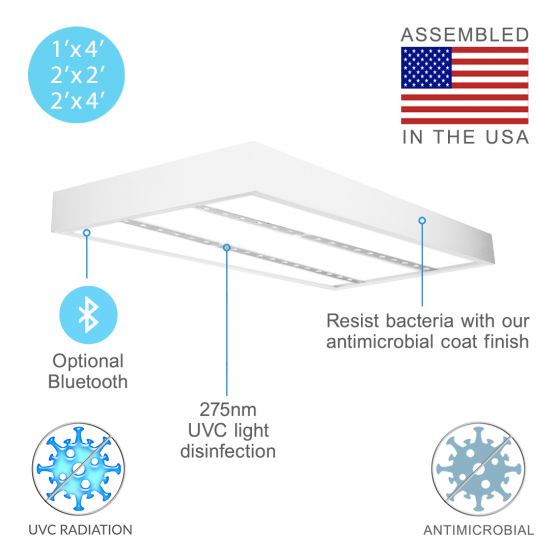 Alcon 12530 Surface-Mounted UVC Disinfection Ceiling Light with Antimicrobial Paint