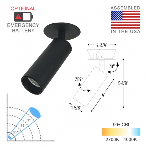 Alcon 13351 Adjustable 1-Inch Monopoint Ceiling LED Light