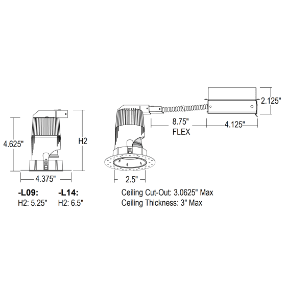 Alcon 14121-DIR 2.5-Inch LED Trimless Recessed Light