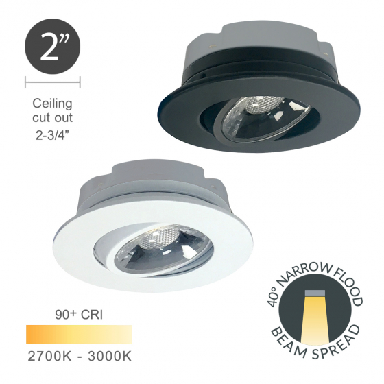 Alcon 14144-R-ADJ 2-Inch LED Recessed Adjustable Miniature Light