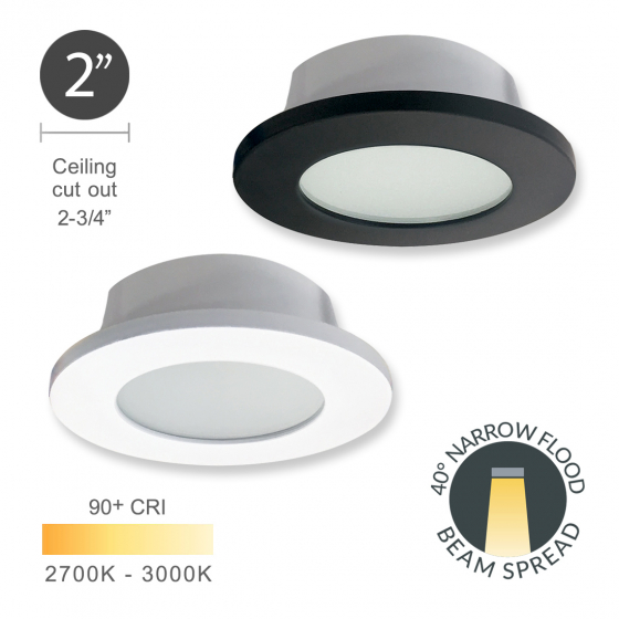 Alcon 14144-R-DIR 2-Inch Recessed LED Miniature Round Light