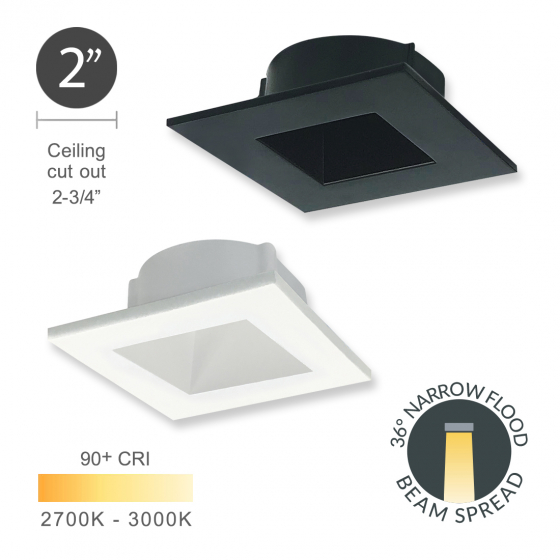 Alcon 14144-S-DIR Recessed 2-Inch Miniature Square LED Light
