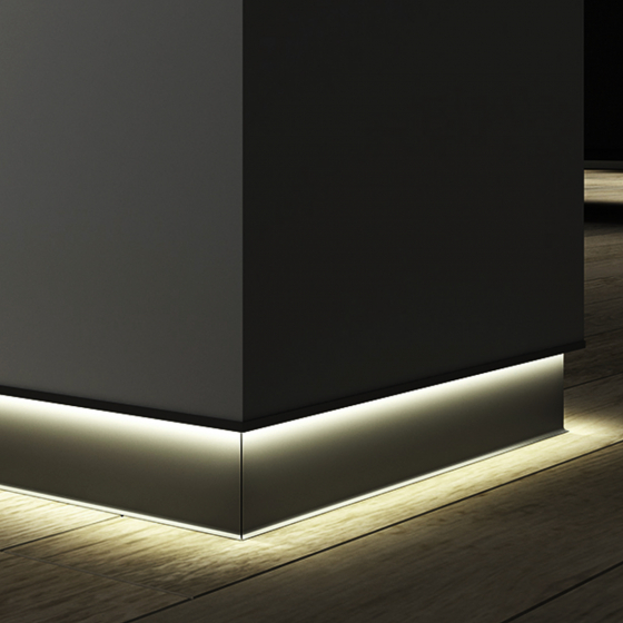 Image 1 of Alcon 15244-A  4-Inch Angled LED Toe Kick Baseboard Light