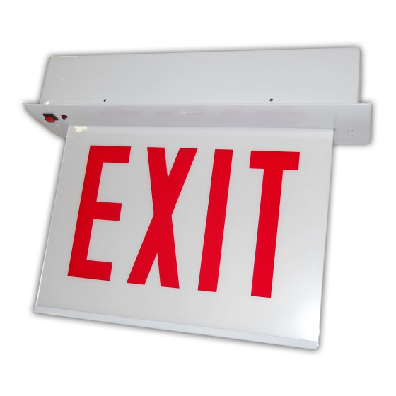 Image 1 of Alcon 16126 Chicago Approved Edgelit Aluminum Recessed LED Exit Sign