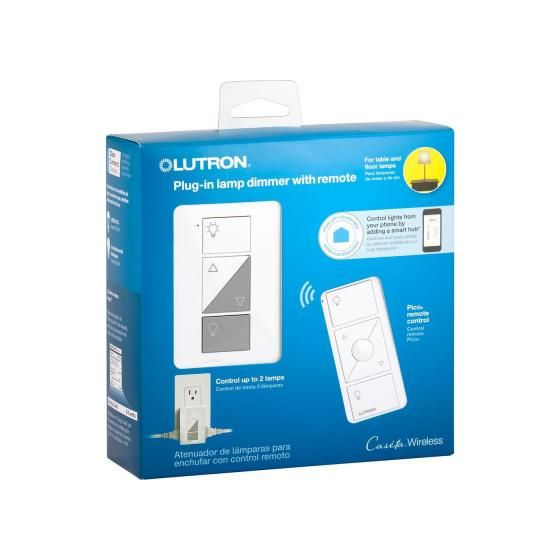 Lutron Caseta P-PKG1P-WH Caseta Wireless 300-watt/100-watt Plug-In Lamp Dimmer with Pico Remote Control Kit, White