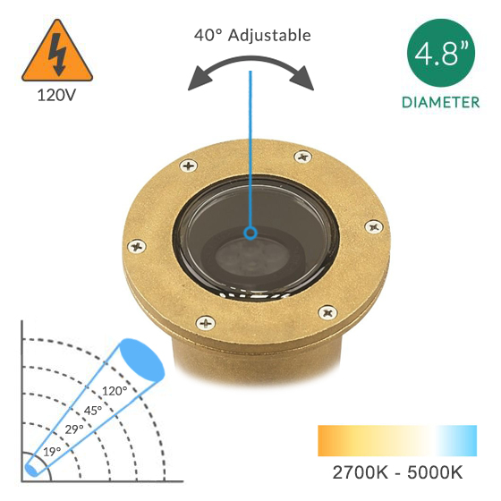 Alcon 9036 5-Inch Adjustable In-Ground LED Well Light