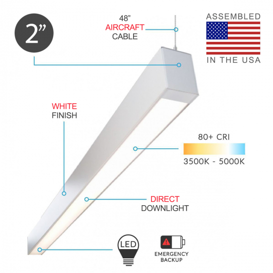 Alcon 12200-2-P RFT Series LED Linear Suspended Pendant Light