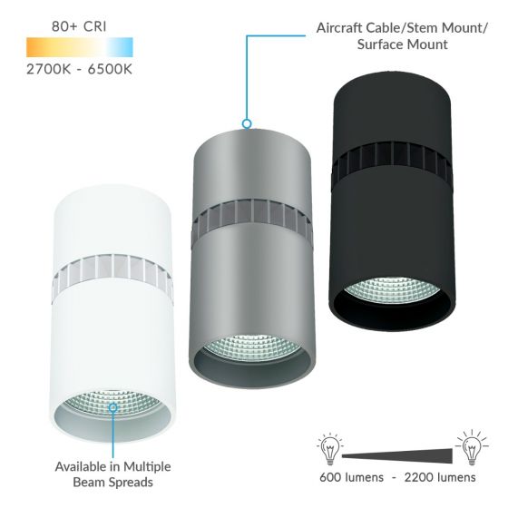 Alcon 12301-4 LED 4-Inch Surface or Suspended Cylinder Light