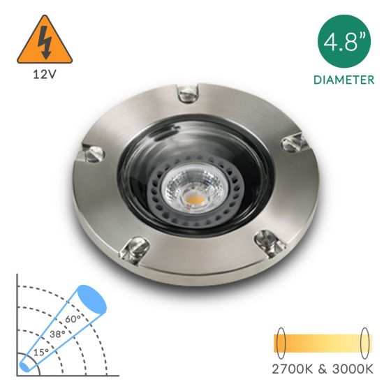 Alcon 9026-SS Low-Voltage 5-Inch Adjustable In-Ground LED Well Light