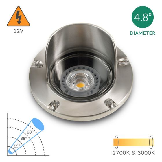 Alcon 9027-SS Low-Voltage 5-Inch Adjustable In-Ground LED Well Light