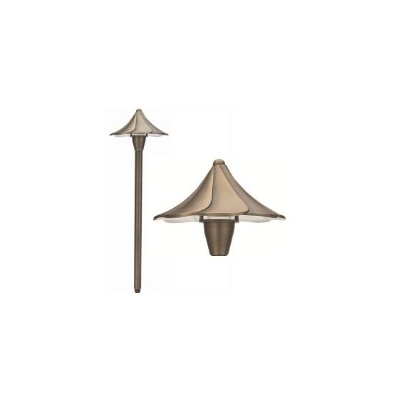 Alcon 9067 Solid Antique Brass 4-lb. Low-Voltage Outdoor LED Path Light