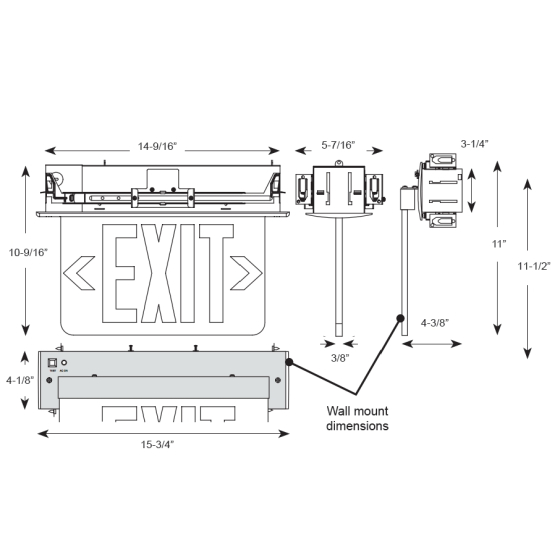 Alcon 16116 Single Sided Edge Lit Recessed LED Exit Sign