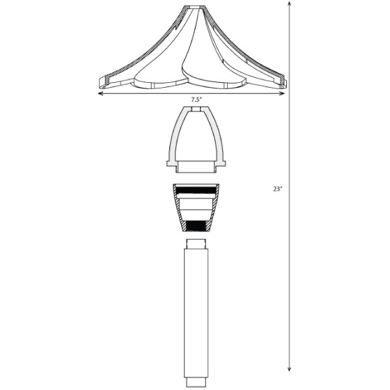 Alcon 9067 Solid Antique Brass 4-lb. Low-Voltage Outdoor LED Path Light