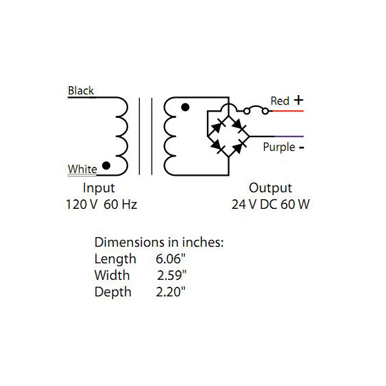 60W 24V DC Dimmable LED DC Magnetic Transformer Driver