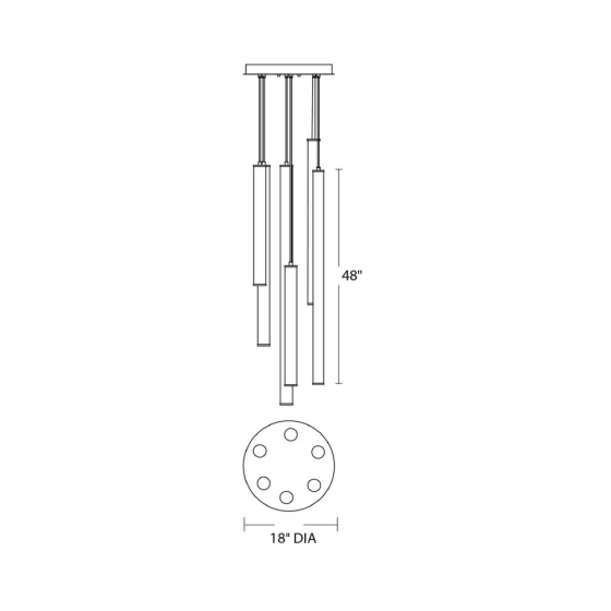 Alcon 12146-6R Architectural LED Tube Round Base Suspension Light Fixture