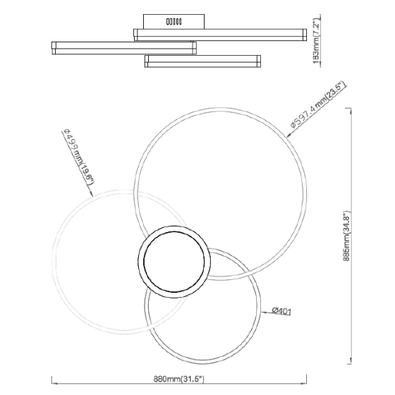 Alcon 12277-3 Redondo Architectural LED 3-Tier Ring Surface Mount | Color Temperature Switching