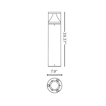 Alcon 9037 Baliz LED 40 Inch Flat Top High Efficiency Bollard Pathway Lighting