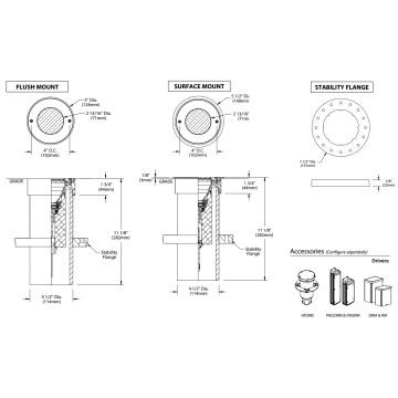 BK Lighting UL-DE-LED Denali Recessed Up-Light Well Light Flush/Surface Mount