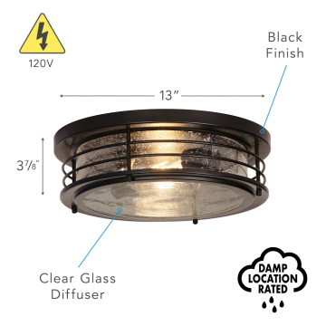 Alcon 11139 13-Inch Industrial Flush Mount Ceiling Light 