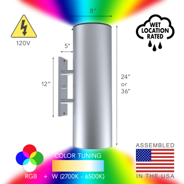 Alcon 11234-RGBW Large Exterior Cylinder LED Uplight/Downlight