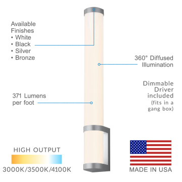 Alcon 11250 Hydrogen Vertical Architectural LED Wall Mount Linear Sconce
