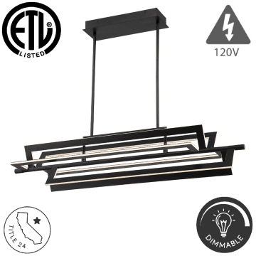 Alcon 12261 Architectural Edge Lit 42 Inch Linear Island LED Chandelier 