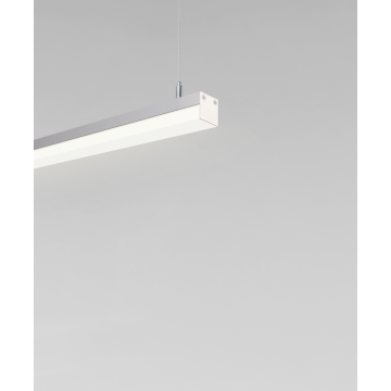 12100-10-P suspended pendant light shown with black finish and side-wrapping lens