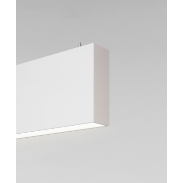 12100-14-P suspended pendant light shown with white finish and flush lens